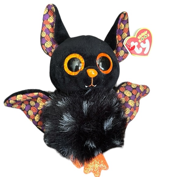 TY Beanie Boos 6" RADAR Bat Halloween Orange Sparkly Eyes Black Plush NEW - Picture 2 of 6